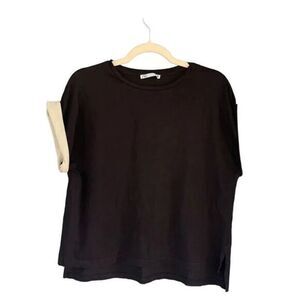 1091 Zara Black Cream Cuff T-shirt Size Small‎